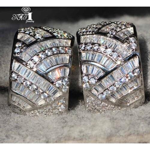 YaYI Jewelry Fashion Princess Cut White Natural Cubic Zirconia Silver Color Wedding Party Lover Wear Ear Stud Precious Earrings