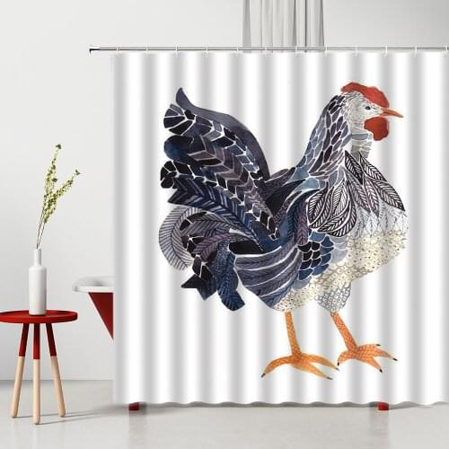 Shower Curtain United States Western Farm Poultry Funny Chicken Pattern Bathtub Decor Hanging Curtain Multiple Size With Hooks