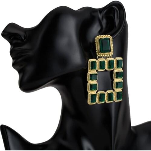 Origin Summer Exaggerated Square Geometrical Dangle Earring for Women Fashion Hollow Metal Arcylic Earring Jewelry Pendientes