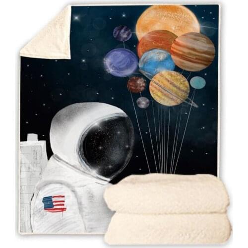 Starry Sky Galaxy Funny Character Blanket 3D Print Sherpa Blanket on Bed Home Textiles Dreamlike Style 07