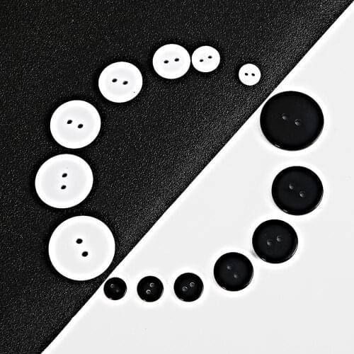 14/16/185/24/28/32/40L white black resin buttons round two-hole for shirt DIY garment sewing scrap-booking accessories
