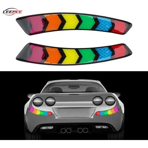2pcs Car Stickers Reflective Strips Arrow Warning Front Rear Bumper Door Handle Wheel Mounting Decoration Motorcycle Accessories