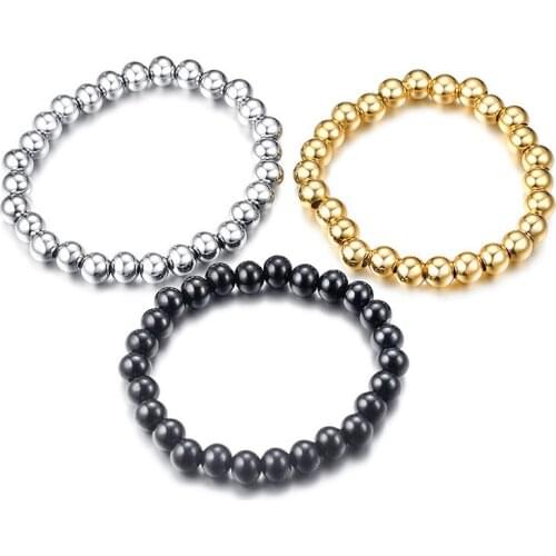3 color choose Stainless Steel Handmade Ball Chain Bracelet women mens bangle 8mm 20cm