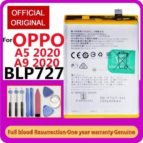 New BLP727 5000mAh Battery for OPPO A5 2020 / A9 2020 Smart Phone High Quality Batteries + Tracking + Tools