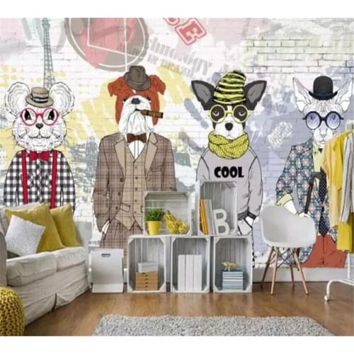 Beibehang Custom wallpaper 3D mural fashion hand-painted abstract animal clothing store background wall decorative painting