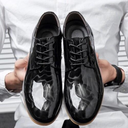 Black leather shoes 2019 spring and autumn fashion comfortable and breathable lace-up business mens shoes large size 48