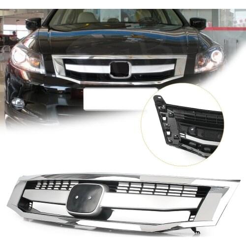 For Honda Accord 2008 2009 2010 Chrome ABS Plastic Car Front Grille Upper Bumper Grill Protection Cover