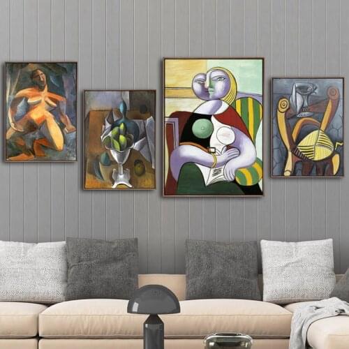 Home Decoration Print Canvas Art Wall Pictures Poster Printings Paintings Spanish Pablo Picasso Lady In Striped Green Chair