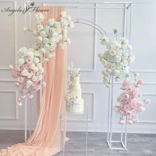 Customize Rose Orchid Welcome Flower Row Outdoor Wedding Arch Decor Artificial Corner Flower Party Backdrop Wall Hanging Floral
