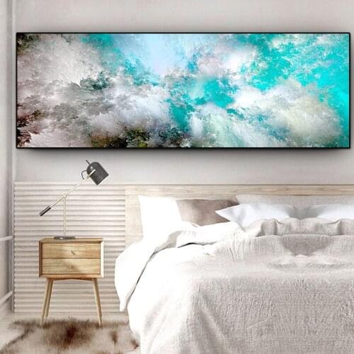 GOODECOR Nice Green Cloud Abstract Oil Painting Modern Wall Pictures Art For Living Room Canvas Modern Art Poster and Print