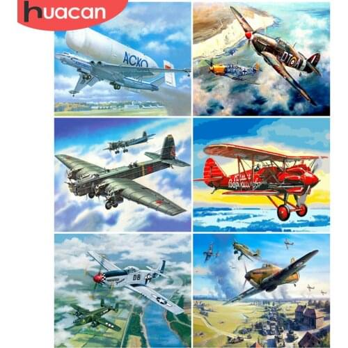 HUACAN Paint By Number Aircraft Drawing On Canvas Hand Painted Paintings Gift DIY Pictures By Numbers Scenery Kits Home Decor
