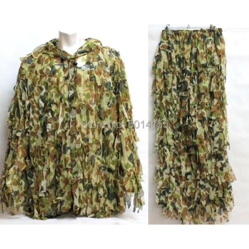 3D Quiet Woodland Speckle Camouflage Bionic Ghillie Suit Jacket&Trousers