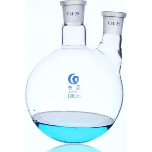 1PCS 50ml to 2000ml Laboratory Glass Standard bevel Ground Joint Round bottom Flask with two necks