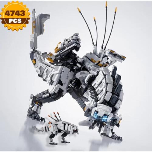 Moc Popular Game Horizon Zero Dawned Thunder Jaw Blocks Mechanical Monster Action Dragon Dinosaur Building Block Child Boy Toy