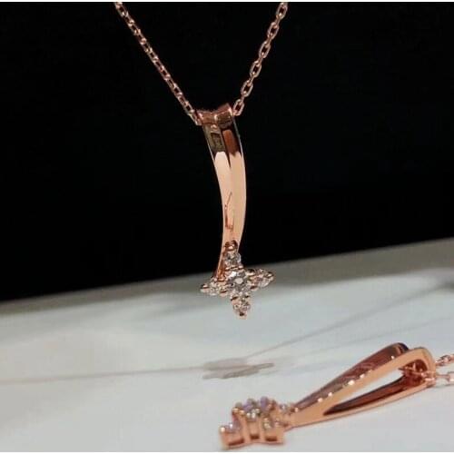 Korea New Fashion Geometric Flower Shape AAA Zircon Womens Necklace Rose Gold Wedding Ball Jewelry Gift Initial Charms