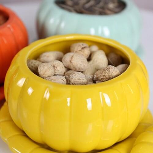 Cute Ceramic Pumpkin Bowl Sugar Bowl with Lid Handle Salad Fruit Soup Ice Cream Bowl Kitchen Noodles Bowls Decor Home Tableware