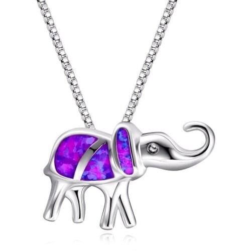 Miuoxion Fashion Personality Jewelry Inlaid 5 Color Opal Elephant Necklace For Women Feature Namour Charm Gift All Seasons