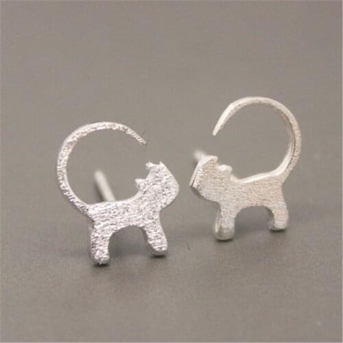 Fashion cat stud earrings Beautiful long tail cat stud earrings Cat shadow drawing surface stud earrings for women