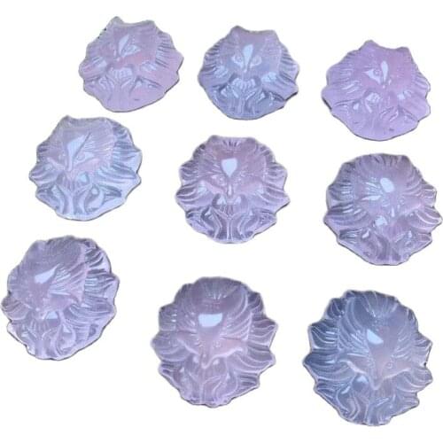 Natural Rose quartz crystal Carving Nine-tailed Fox Gem Crystal Animal Carving Decoration
