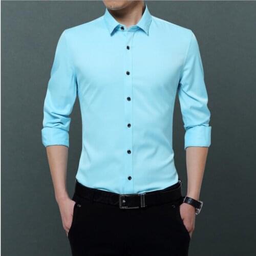 2021 New Spring Men Long Sleeved Shirt Mens Casual Slim Fit Shirts Men Dress Shirt