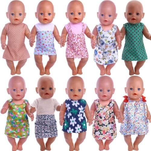 Doll Clothes Flower Dress For 18 Inch American Doll Girls & Baby Reborn 43 Cm Accessories,Short Slim Skirt Our Generation Gifts