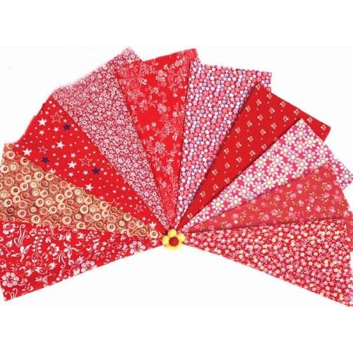 Mixed 10design red flower Printed Cotton Fabric for Handmade Sewing Material Patchwork Curtain Needlework DIY craft 20*30cm