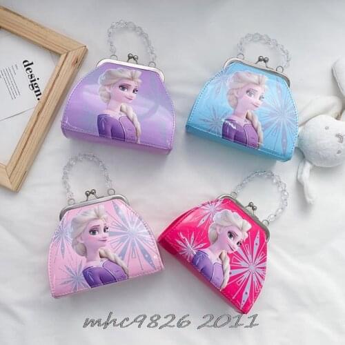 Disney new princess lady pu leather messenger bag girl Frozen Elsa Beads shoulder bag Sofia handbag fashion shopping bag gift
