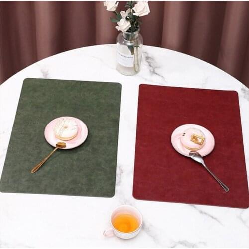 Heat Resistant Durable Tableware Pads Oil-Proof Waterproof Leather Placemats Home Hotel Restaurant Western Placemats