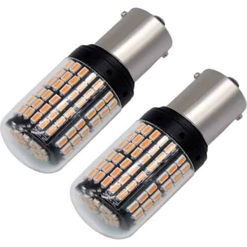 ULTRA BRIGHT 1156 BA15S Amber Yellow Turn Signal LED Light Bulbs Pair