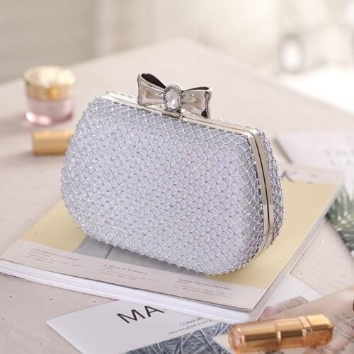 Pink Color Evening Bags New 2021 Banquet Purse Holder Bow Metal Luxury Women Day Clutch Hollow Out Style