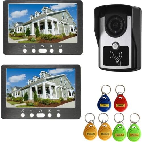 SYSD Video door phone 7 inch doorbell with RFID camera wired video intercom doorbell Home Security system