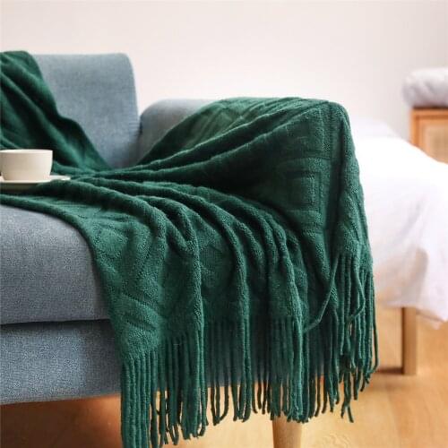 Nordic Fringed Knitted Soft throw wool blanket fluffy home decorative chair Sofa Plaid/towel Nap tufted thread blankets for beds