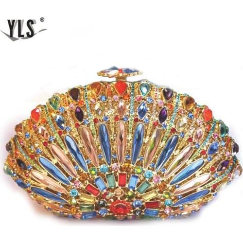 Colorful European and American camber Crystal Clutch Bag Women Wedding Clutch Purse Evening Party Fashion Handbags Gold Silver