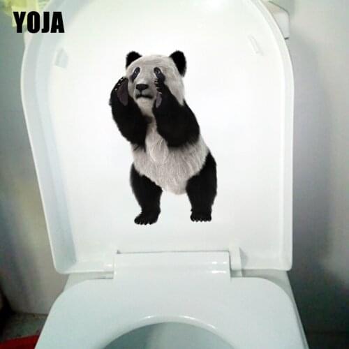 YOJA 15.1×24.6CM Playful Panda Creative Cartoon Bathroom Decoration Toilet Decals Home Wall Stickers T1-3193