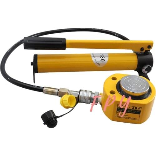 1 Set Thin Type Hydraulic Cylinder FPY-301 Hydraulic Lifting Jack with CP-180 Hydraulic Manual Pump,Output 30Tons, Stroke 14mm
