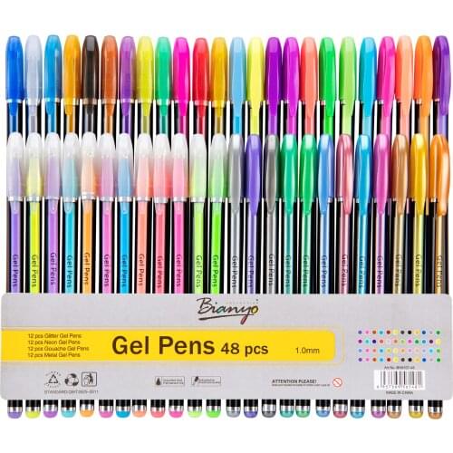 1 Mm 48 Color Highlighter Gel Pens Marker for Crafting Doodling Drawing Kid and Adult