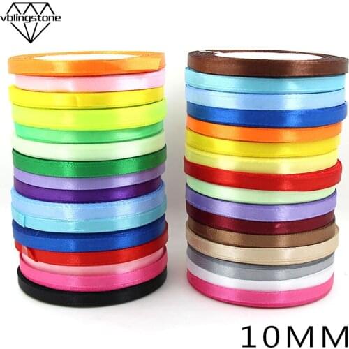 10MM 25 Yard Ribbon For Needlework Tape Bow Satin Ribbons Handicrafts DIY Gift Box Wrapping Belt Crafts Fabric Ribbon