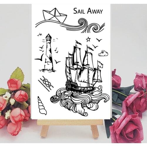11x16CM Pirate ship Transparent Seal Clear Stamps Silicone Seal Roller Stamps DIY Scrapbook Album / Card Production Easter