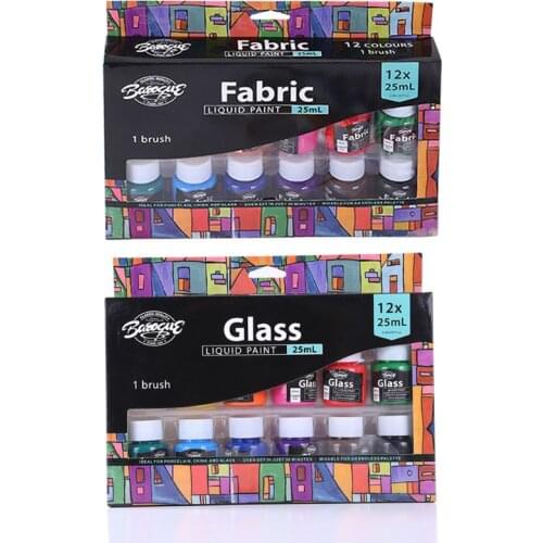 12 x 25ml Heavy Body Colors Rich Pigments Glass Paint Set for Painting Canvas Crafts