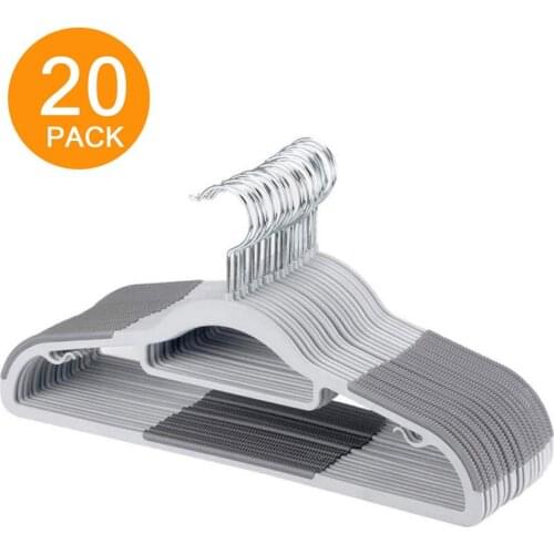 20PCS Plastic Clothes Hangers Anti-slip Slim Clothes Rack Avadoth Velvet Hangers Heavy Duty Clothes Hangers