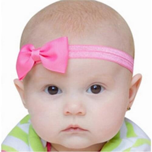 2018 Girl Headband Sweet Flower Mini Satin Ribbon Bow Newborn Children Hair Band Elastic Headbands Hair Accessories 20 Colors