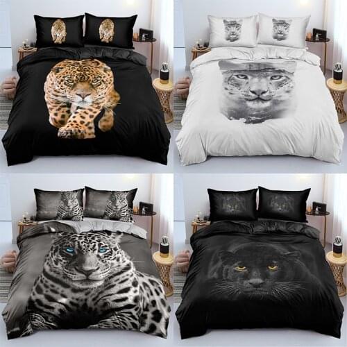 3D Leopard Duvet Cover Pillowcases 2-3pcs Single Twin Full Queen King Size Bedding Sets Home Textiles