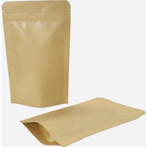 50 pieces Brown Kraft Paper Stand Up Package Bag Ziplock Package Mylar Doypack Zipper Zip Lock Dried Food Snack Packing Bags