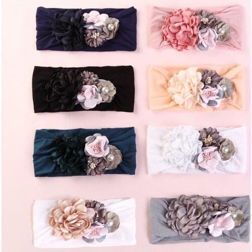 8 pcs/lot , Burned Satin Flower on Wide Nylon Headwraps, Fabric Flower nylon headbands, Baby Girls Hair Accessory birthday gift