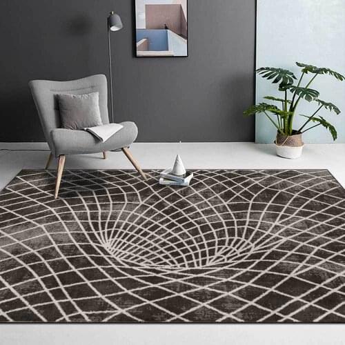Abstract Modern Rug Black Geometric Striped Pattern Carpets for Living Room Bedroom Area Rug Kitchen Bathroom Non-Slip Floor Mat