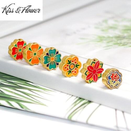 KISS&FLOWER AC101 Cloisonne Fine DIY Jewelry Making Accessories Findings Fittings Bracelet Necklace Vintage Lotus Flower Beads