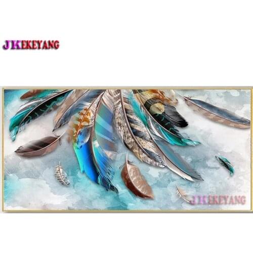 Large 5D Diy diamond painting Colored feathers Diamond Mosaic Rhinestone Embroidery cross stitch Y4644