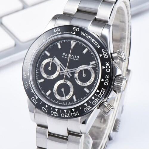 Parnis Wrist Watches Men Quartz Pilot Chronograph Top Brand Luxury Business Sapphire Crystal Luminous Watch Relogio Masculino