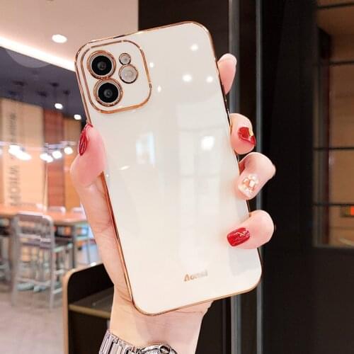 For iPhone 12 Case Luxury Plated Silicone Case for iPhone 11 Pro Max 8 Plus 7 Plus xs x Gold 12 Pro SE 2020 Electroplated Cover