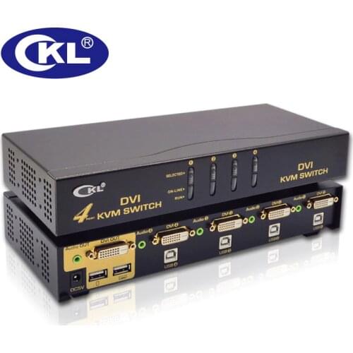 CKL USB DVI KVM Switch 4 Port Support Audio Auto Scan Keyboard Video Mouse Switcher 1080P CKL-94D